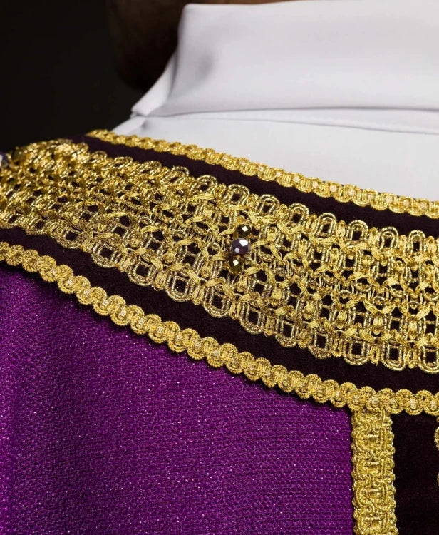 Purple Chasuble with hand decoration with natural stones - Variant III - gallery view 11