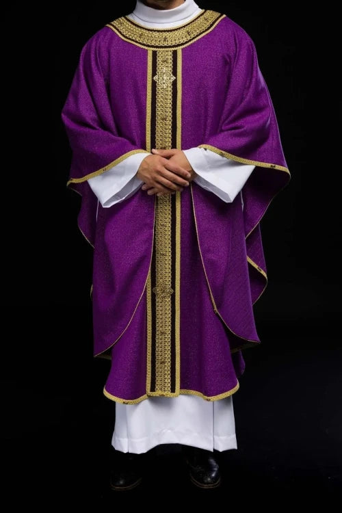 Purple Chasuble with hand decoration with natural stones - Variant III - gallery view 13