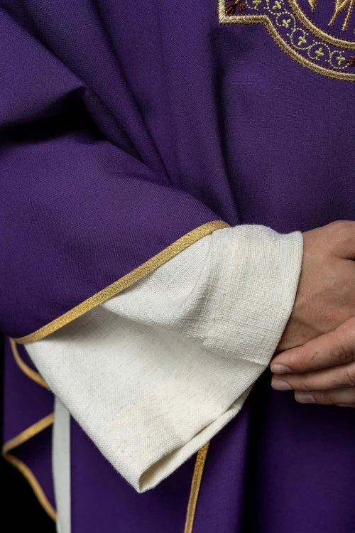 Purple Chasuble with IHS and PAX embroidery - gallery view 5