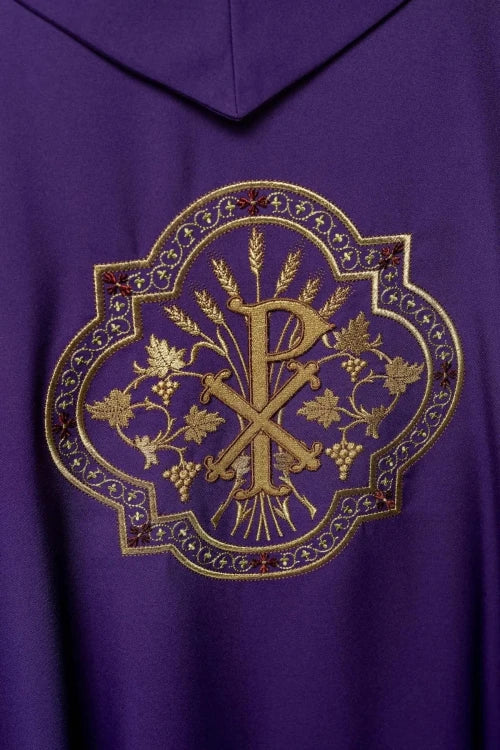 Purple Chasuble with IHS and PAX embroidery - gallery view 7