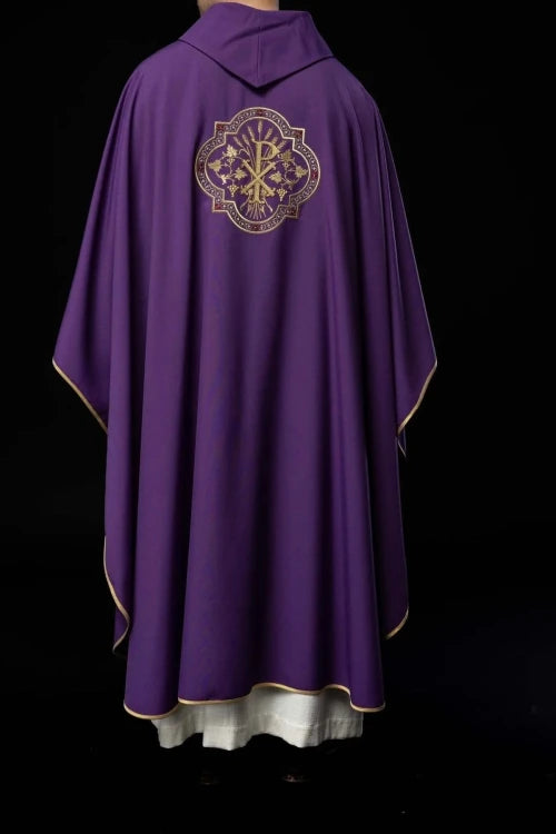 Purple Chasuble with IHS and PAX embroidery - gallery view 8