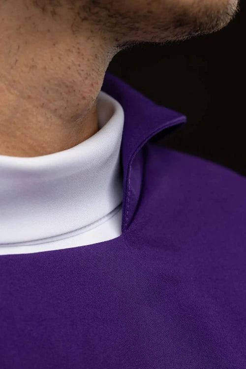 Purple Chasuble with IHS embroidery and wide collar - gallery view 6