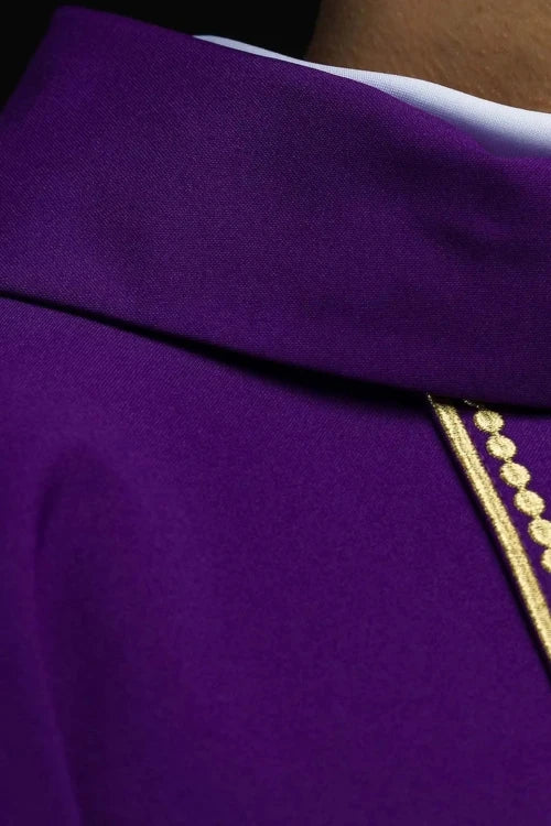 Purple Chasuble with IHS embroidery and wide decorative band - Variant II - gallery view 4