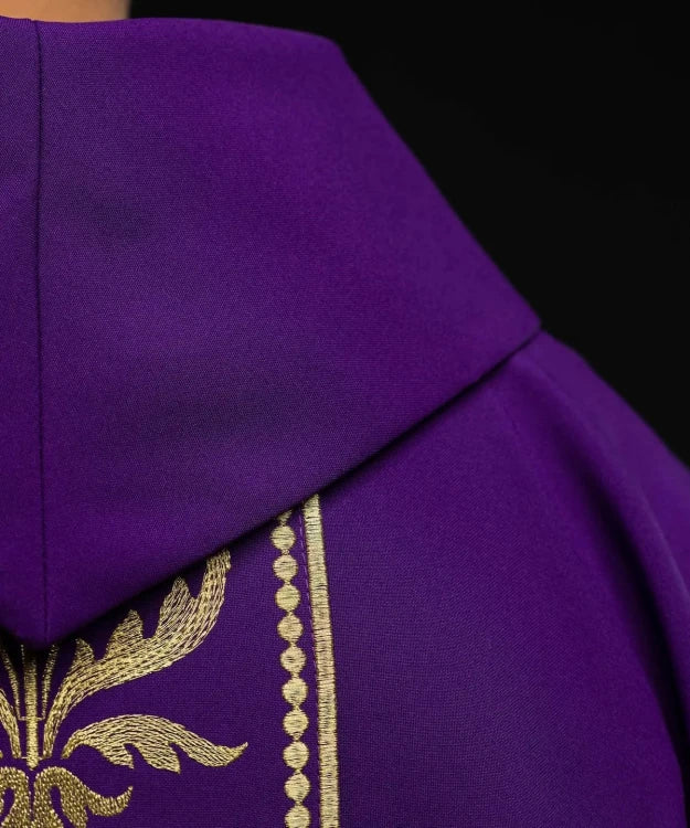 Purple Chasuble with IHS embroidery and wide decorative band - Variant II - gallery view 6