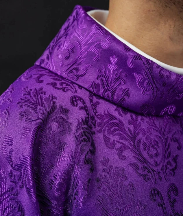 Purple Chasuble with IHS embroidery on decorative fabric - Variant I - gallery view 4