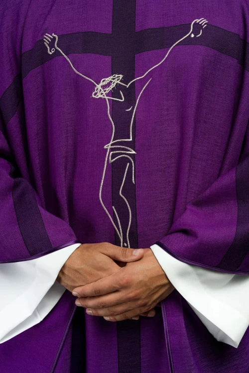Purple Chasuble with image of the crucified Jesus - gallery view 3