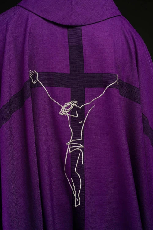 Purple Chasuble with image of the crucified Jesus - gallery view 6