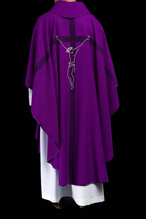 Purple Chasuble with image of the crucified Jesus - gallery view 7