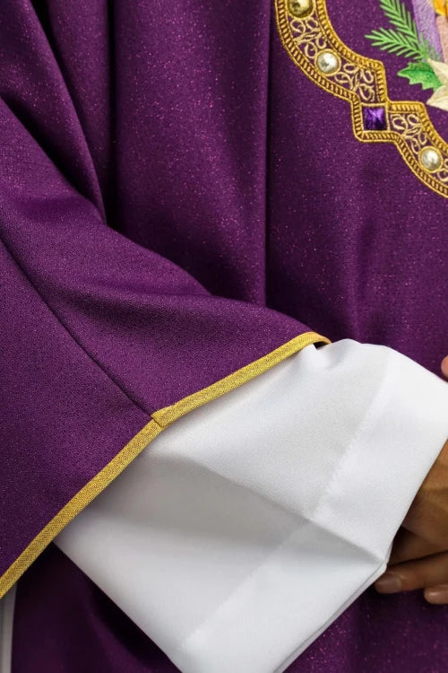 Purple Chasuble with liturgical embroidery - gallery view 4