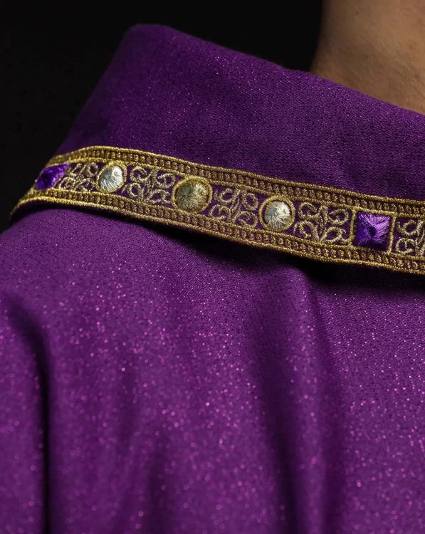 Purple Chasuble with liturgical embroidery - gallery view 6