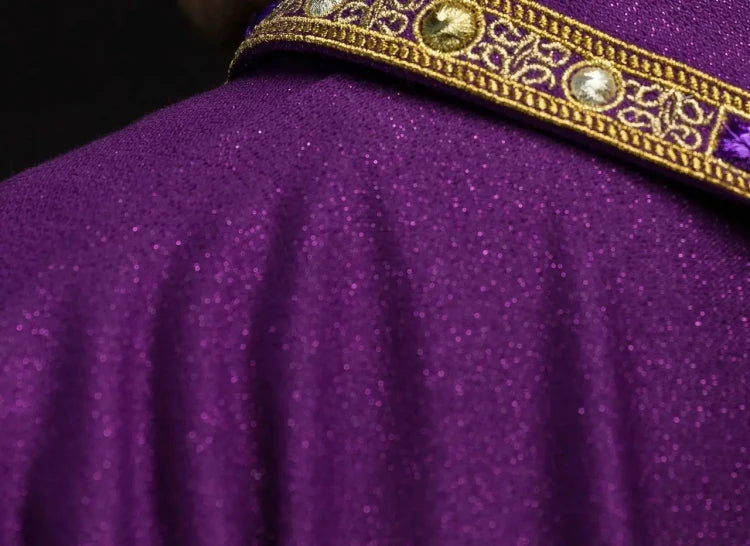 Purple Chasuble with liturgical embroidery - gallery view 7