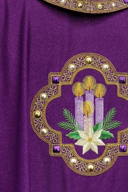 Purple Chasuble with liturgical embroidery - gallery view 8