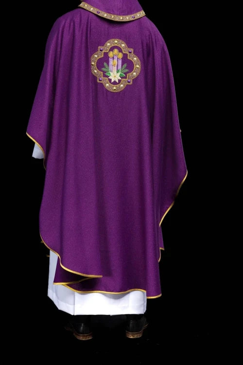 Purple Chasuble with liturgical embroidery - gallery view 9