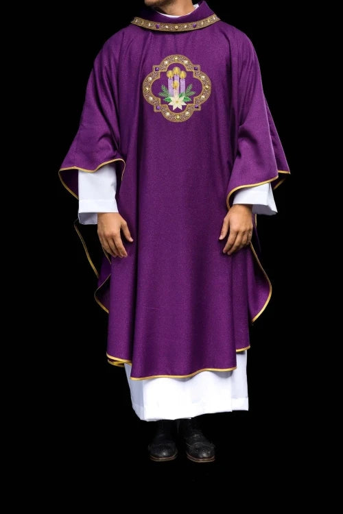 Purple Chasuble with liturgical embroidery - gallery view 10