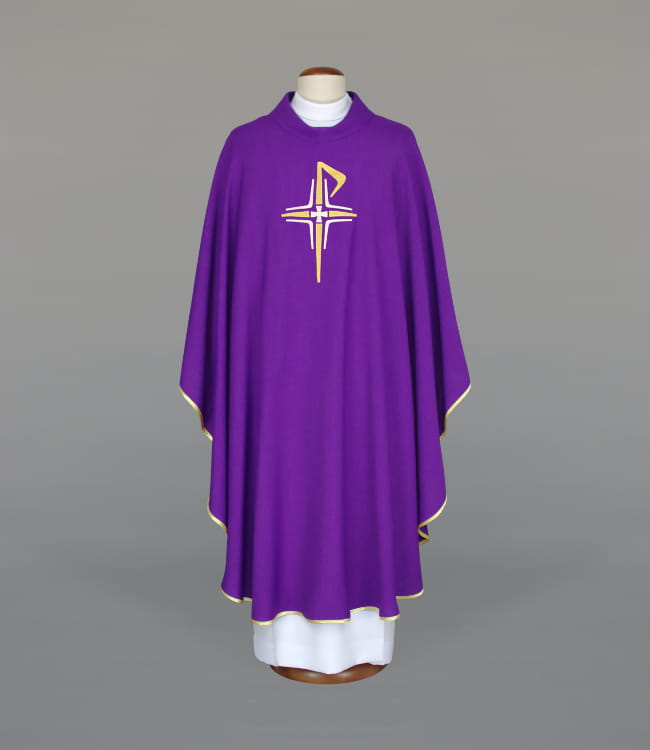 Purple Chasuble with liturgical embroidery - Variant II - gallery view 1