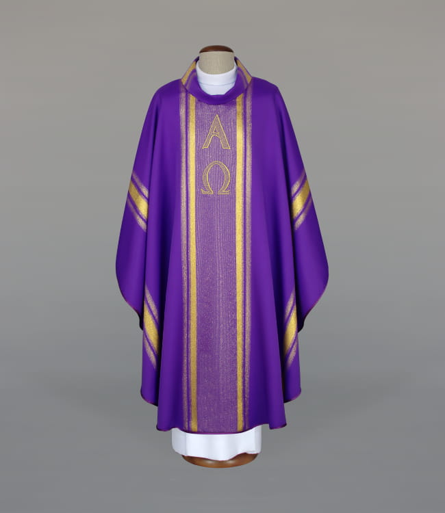 Purple Chasuble with liturgical embroidery - Variant VI - gallery view 1