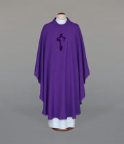 Purple Chasuble with liturgical embroidery - Variant VII - gallery view 1