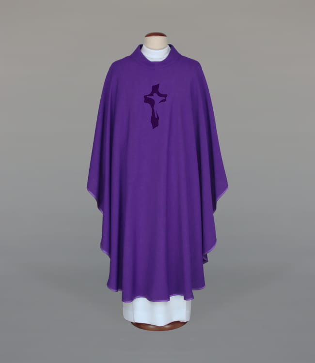 Purple Chasuble with liturgical embroidery - Variant VII - gallery view 1