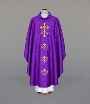 Purple Chasuble with liturgical embroidery - Variant VIII - gallery view 1