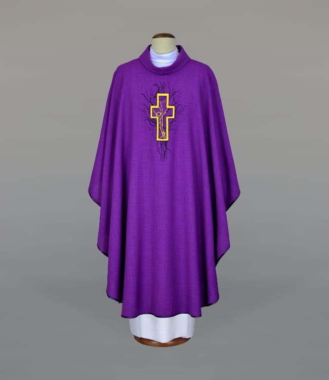 Purple Chasuble with liturgical embroidery - Variant X - gallery view 1