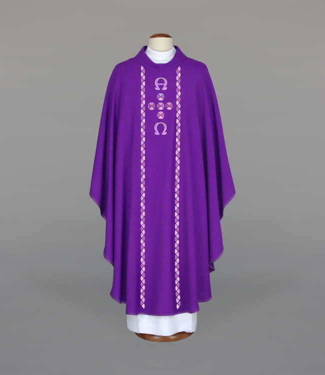 Purple Chasuble with liturgical embroidery - Variant XI - gallery view 1