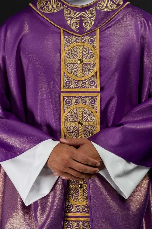 Purple Chasuble with modern embroidery and decorative stones - Variant I - gallery view 1
