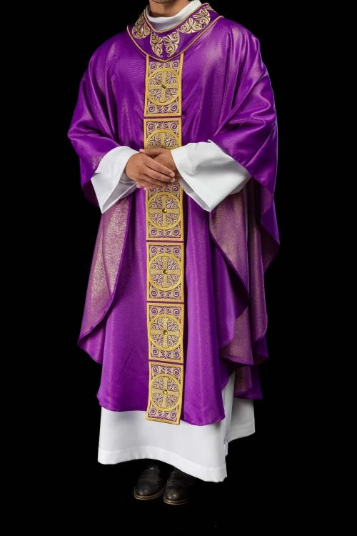 Purple Chasuble with modern embroidery and decorative stones - Variant I - gallery view 2
