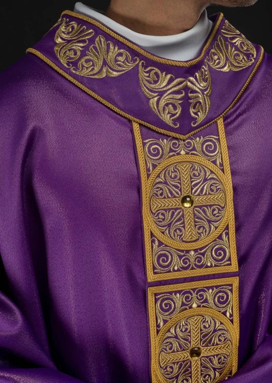 Purple Chasuble with modern embroidery and decorative stones - Variant I - gallery view 3