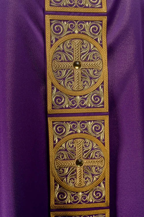 Purple Chasuble with modern embroidery and decorative stones - Variant I - gallery view 5