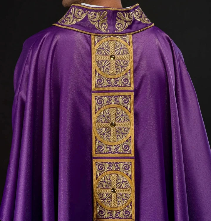 Purple Chasuble with modern embroidery and decorative stones - Variant I - gallery view 6