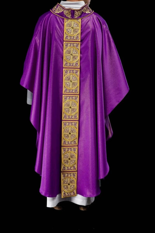 Purple Chasuble with modern embroidery and decorative stones - Variant I - gallery view 7