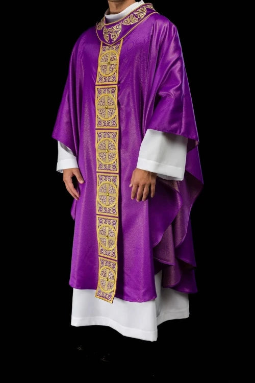 Purple Chasuble with modern embroidery and decorative stones - Variant I - gallery view 8