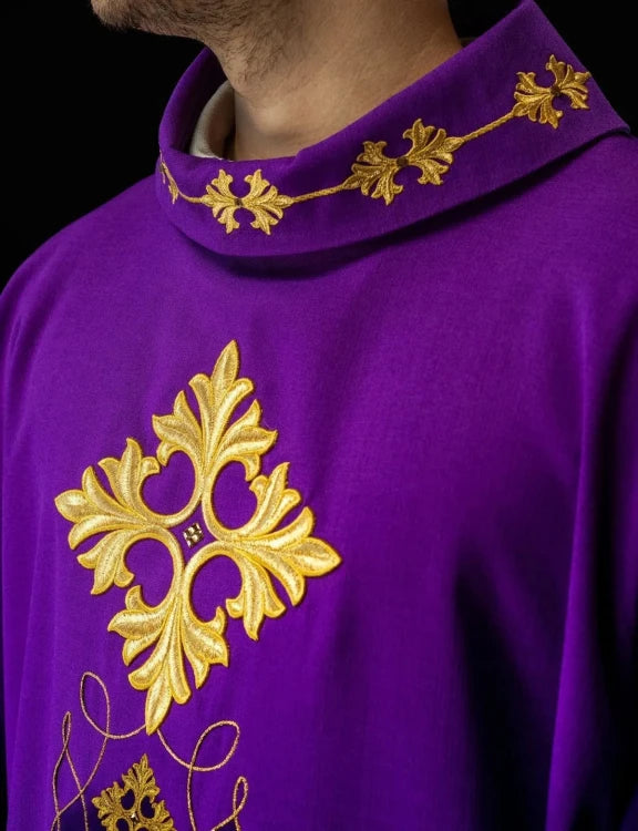 Purple Chasuble with modern embroidery and decorative stones - Variant II - gallery view 4