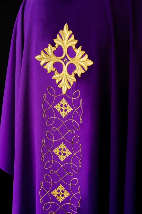 Purple Chasuble with modern embroidery and decorative stones - Variant II - gallery view 6