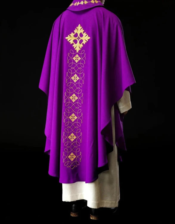 Purple Chasuble with modern embroidery and decorative stones - Variant II - gallery view 7