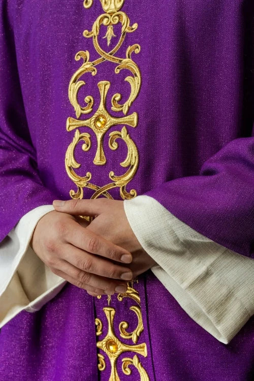 Purple Chasuble with modern embroidery and decorative stones - Variant III - gallery view 4