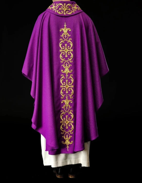 Purple Chasuble with modern embroidery and decorative stones - Variant III - gallery view 7
