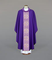 Purple Chasuble with modern embroidery on a decorative panel - gallery view 1