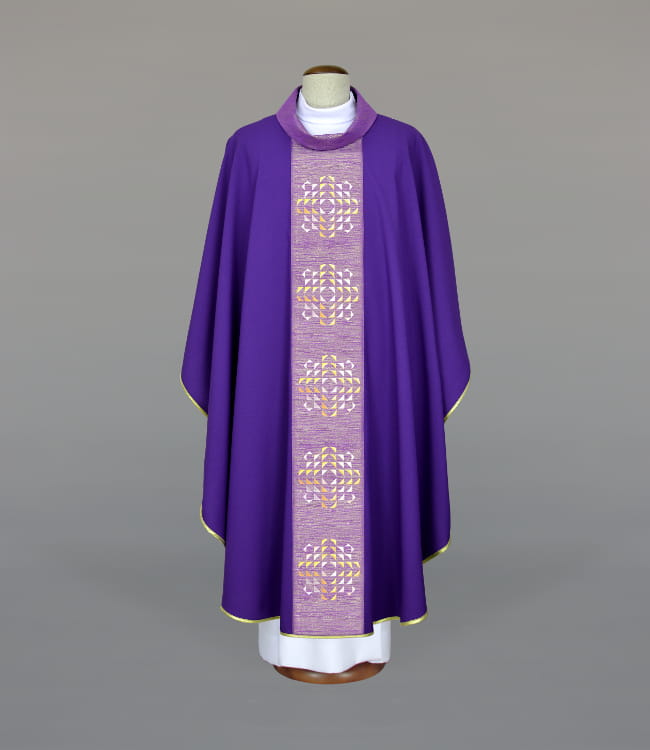 Purple Chasuble with modern embroidery on a decorative panel - gallery view 1