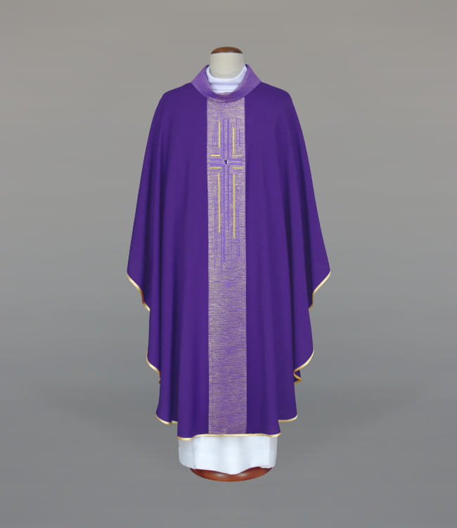 Purple Chasuble with modern embroidery on a decorative panel - Variant II - gallery view 1