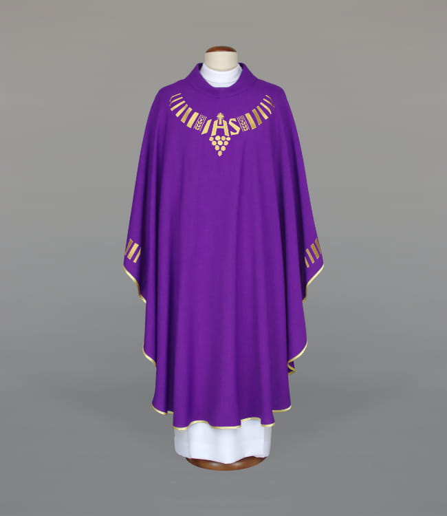 Purple Chasuble with modern liturgical embroidery - gallery view 1