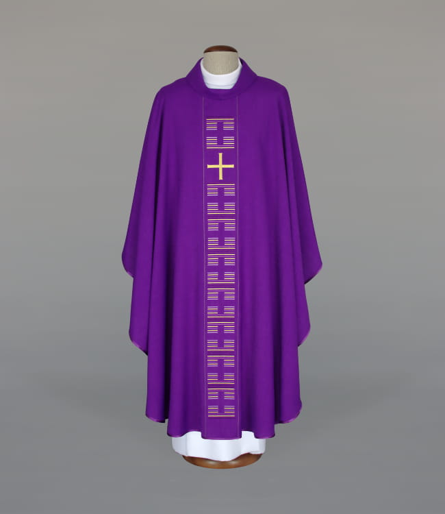 Purple Chasuble with modern liturgical embroidery - Variant III - gallery view 1