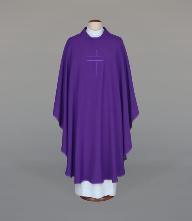 Purple Chasuble with modern liturgical embroidery - Variant IV - gallery view 1