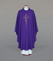 Purple Chasuble with modern liturgical embroidery - Variant V - gallery view 1