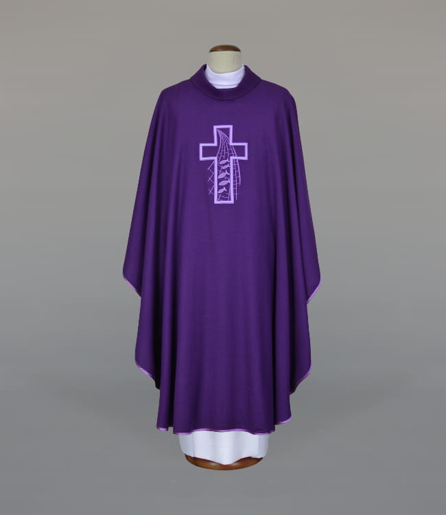 Purple Chasuble with modern liturgical embroidery - Variant VI - gallery view 1