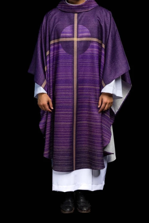 Purple Chasuble with printed cross motif - gallery view 2