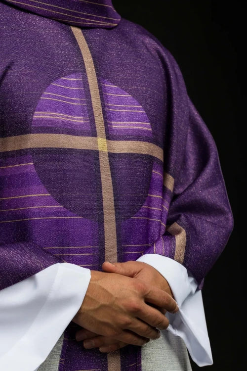 Purple Chasuble with printed cross motif - gallery view 3
