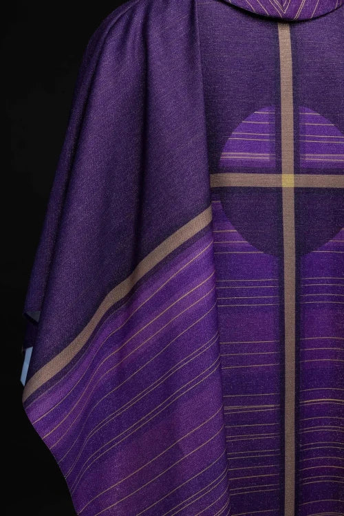 Purple Chasuble with printed cross motif - gallery view 5
