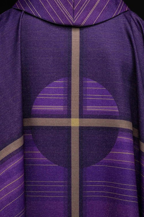 Purple Chasuble with printed cross motif - gallery view 6