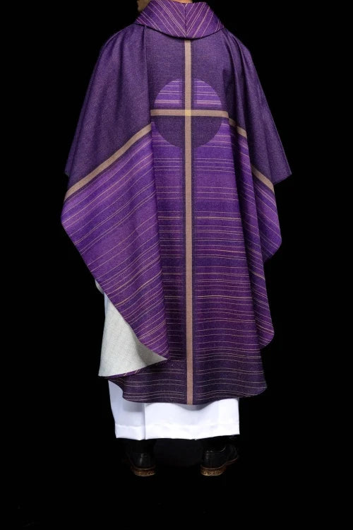 Purple Chasuble with printed cross motif - gallery view 7